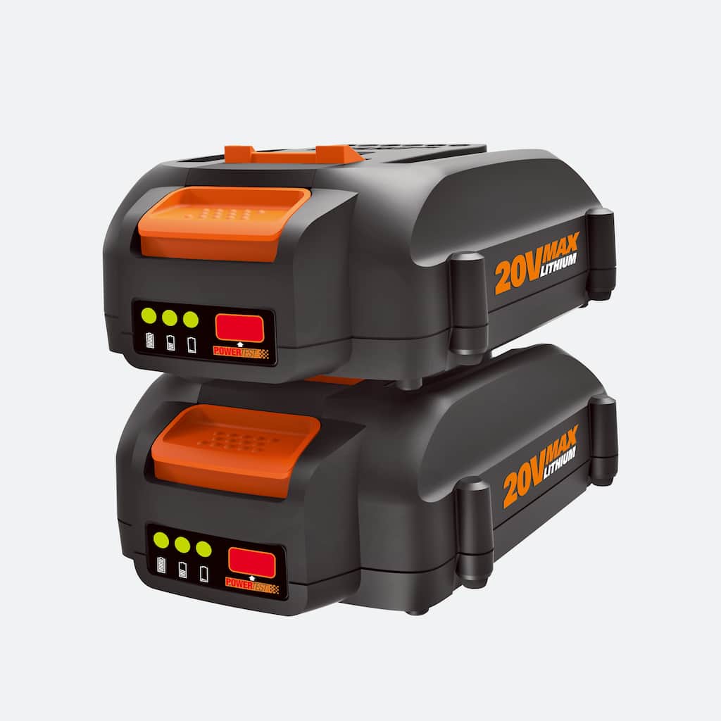 Worx PowerShare 20-Volt 2.0Ah Max Lithium-Ion Batteries, 2ct.